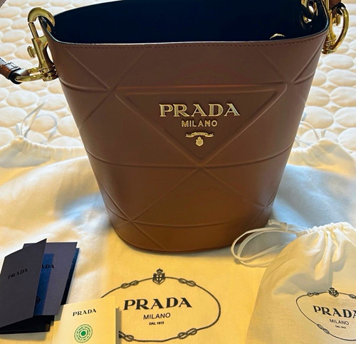 Prada brown bucket drawstring - prada,