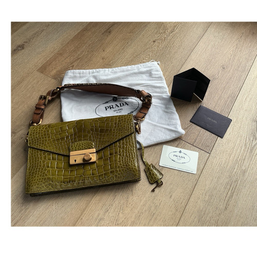 Prada green croc embossed - prada, croc-embossed