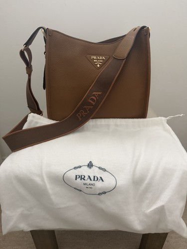 Prada brown shoulder bag logo - prada,