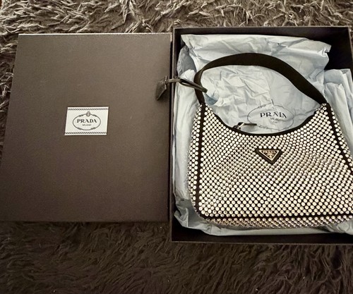 Prada black canvas shoulder - black,