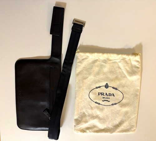 Prada black leather belt - leather, bag