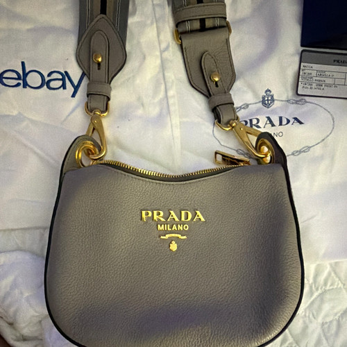 Prada gray pebbled small - pebbled,